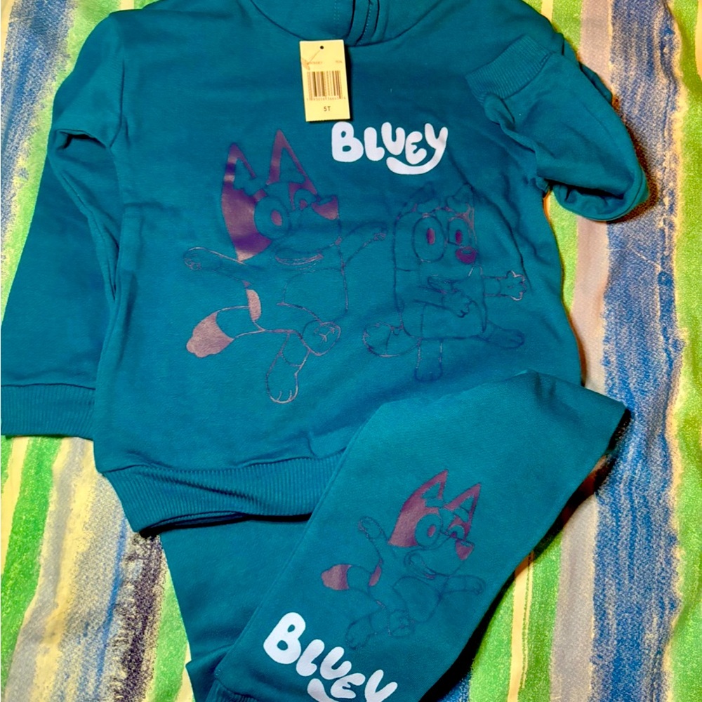 Toddler Boy Bluey Sweatpants suit; hoodie & pants 5T